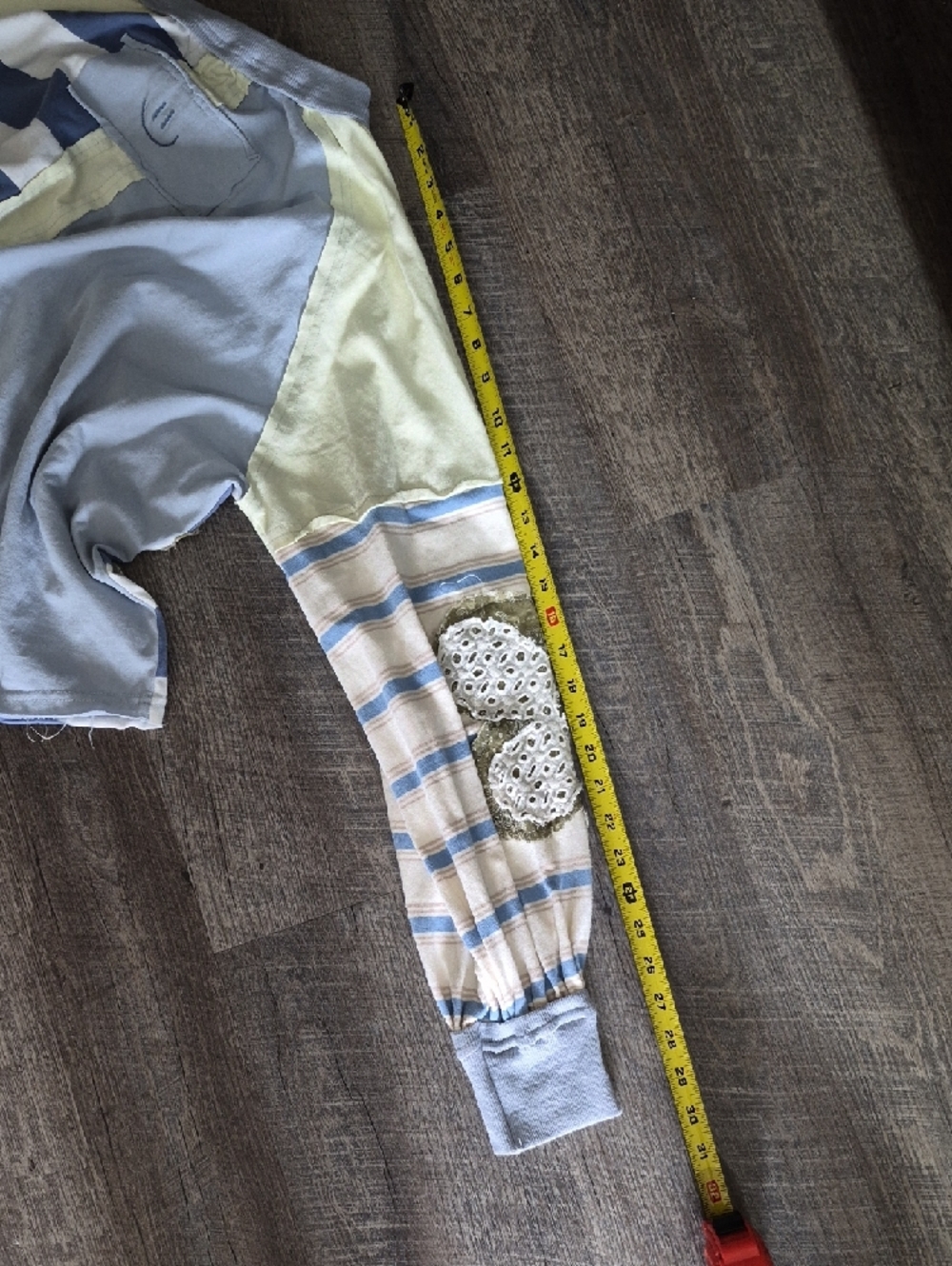 Oli & Hali Blue and Cream Patchwork Floral Long-Sleeve Top - Picture 7 of 8